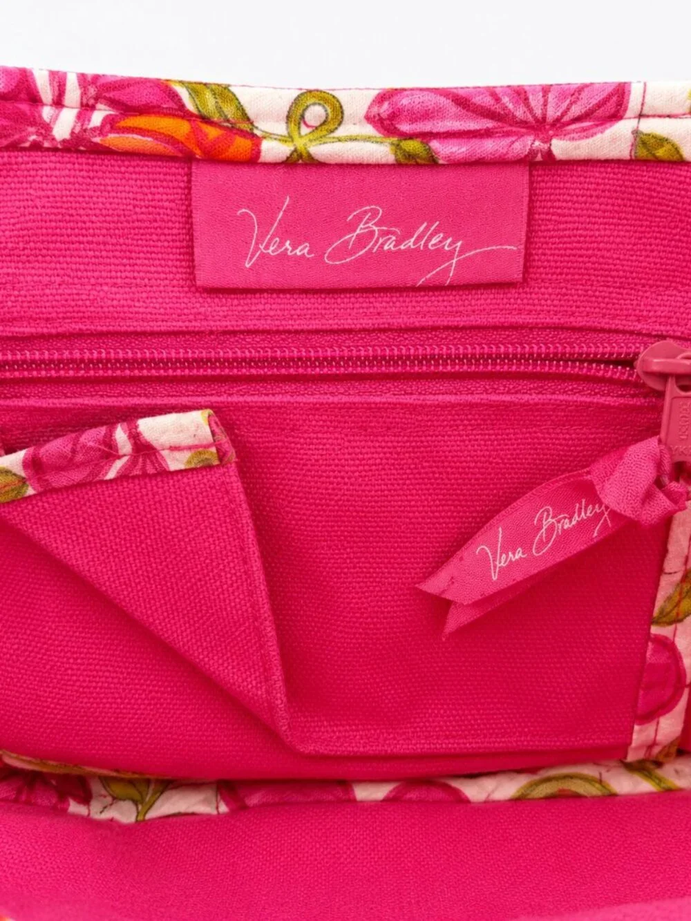 Vera Bradley Jazzy Blooms Colorblock Tote Pink Floral Canvas Prep Retired Print